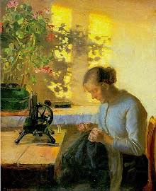 Anna Ancher Sewing fisherman's wife Spain oil painting art